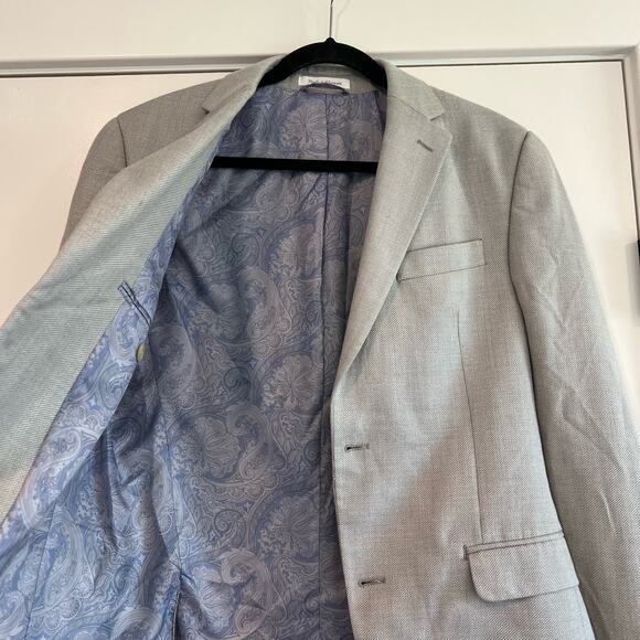 Chaps Mens Slim‎ Fit Sports Coat Blazer Linen Blend Light Grey Size 38R - Picture 5 of 11